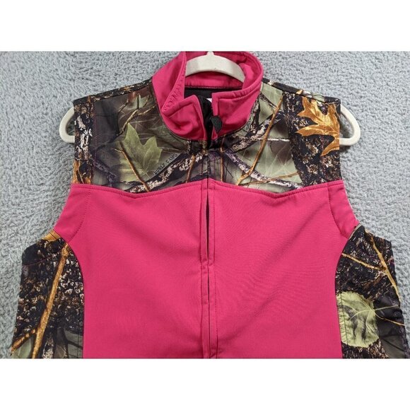 Burly Girl Soft WFS Softshell Vest Jacket Womens Large L Pink Camo Full Zip - Picture 8 of 11